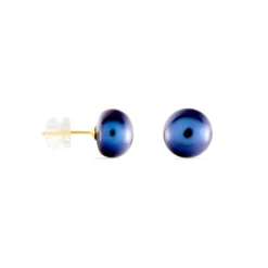Boucles D'oreilles Puces Micaelle Teintees Or Jaune Perle De Culture