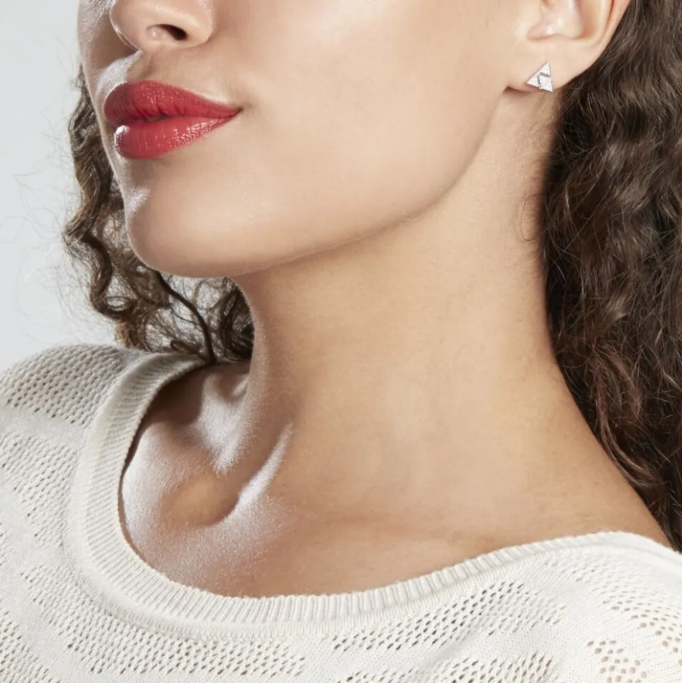 Boucles D'oreilles Puces Mathilde Argent Blanc Oxyde De Zirconium