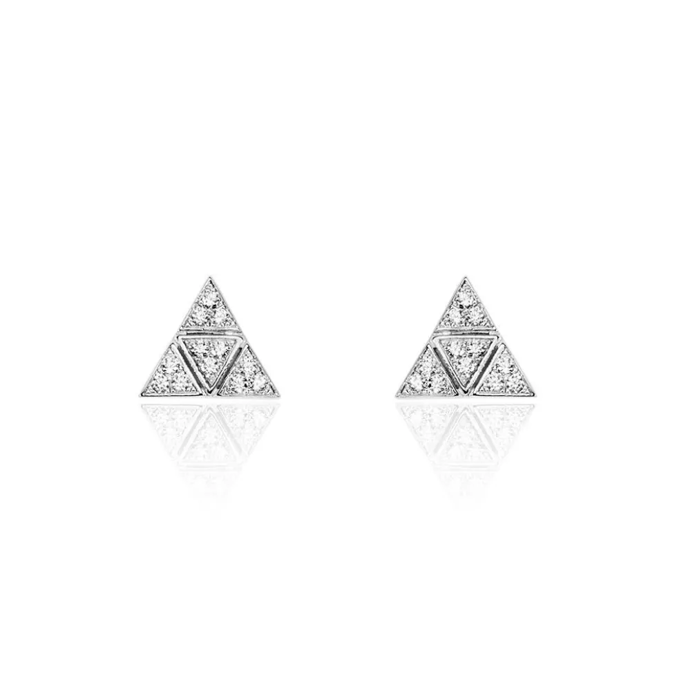 Boucles D'oreilles Puces Mathilde Argent Blanc Oxyde De Zirconium