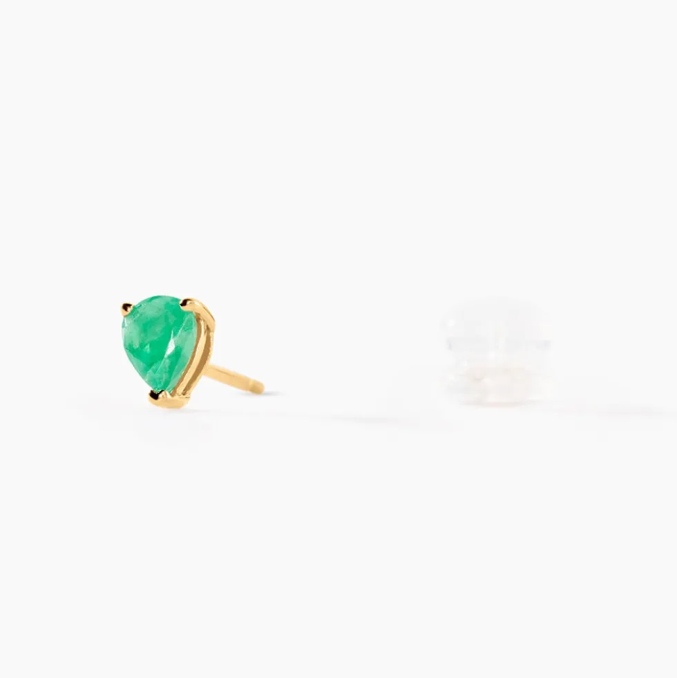 Boucles D'oreilles Puces Or Jaune Pluie D'Eclat Emeraude
