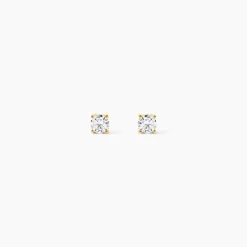 Boucles D'oreilles Puces One Or Jaune Diamants
