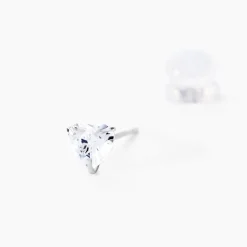 Boucles D'oreilles Puces Or Blanc Salona Oxyde De Zirconium