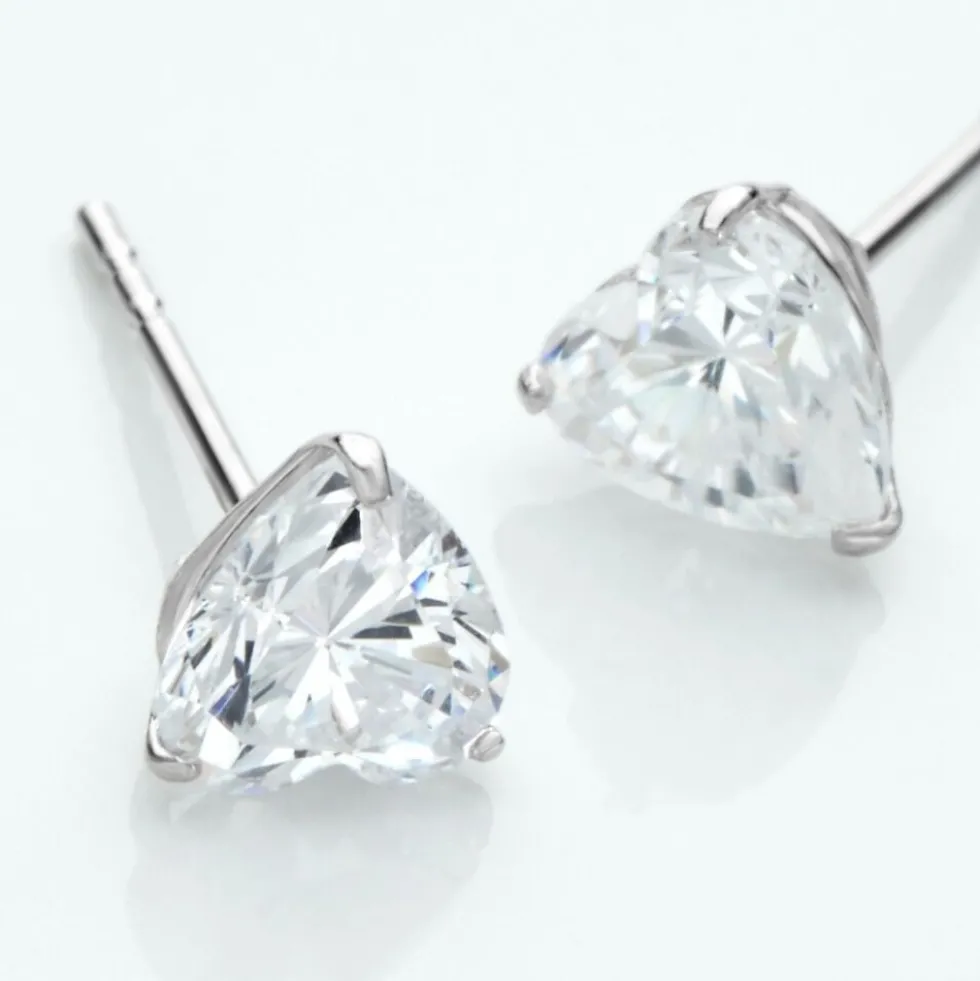 Boucles D'oreilles Puces Or Blanc Salona Oxyde De Zirconium