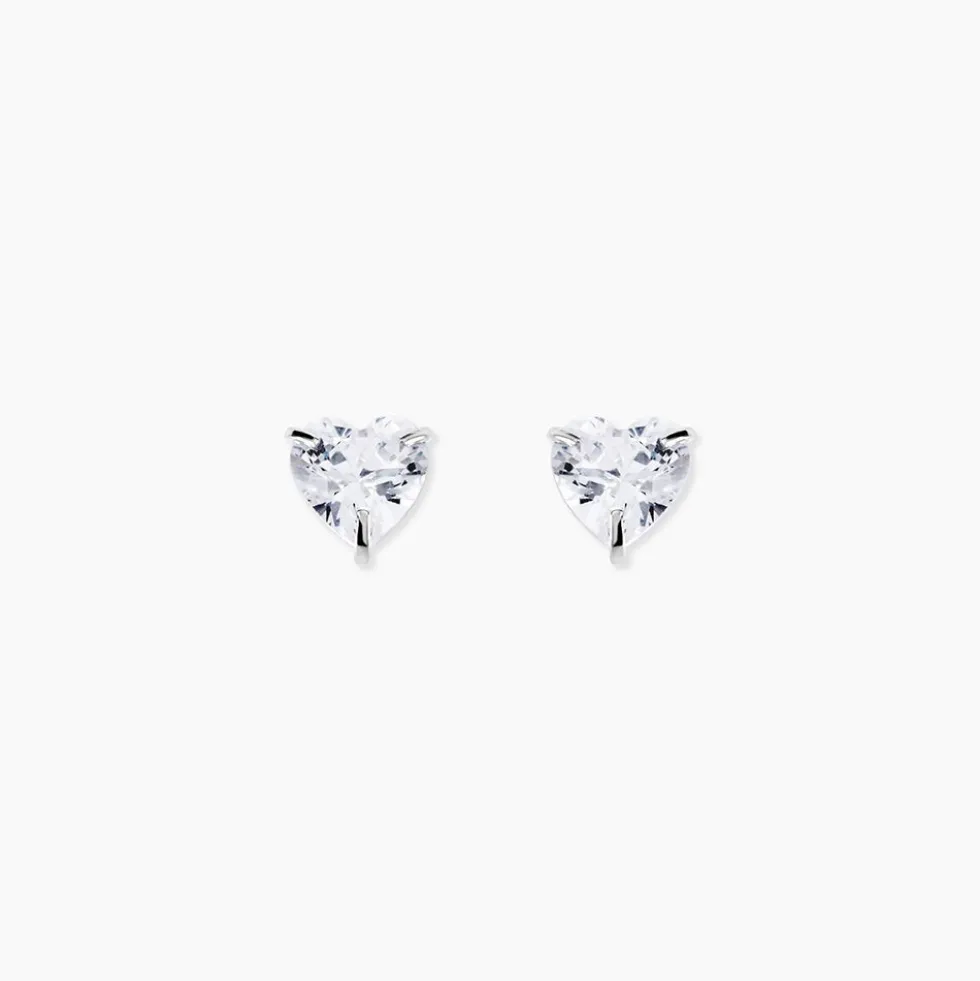 Boucles D'oreilles Puces Or Blanc Salona Oxyde De Zirconium