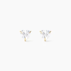 Boucles D'oreilles Puces Or Jaune Salona Oxyde De Zirconium