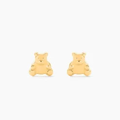 Boucles D'oreilles Puces Ours Or Or Jaune