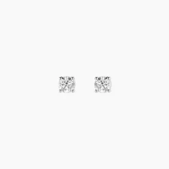 Boucles D'oreilles Puces One Or Blanc Diamants