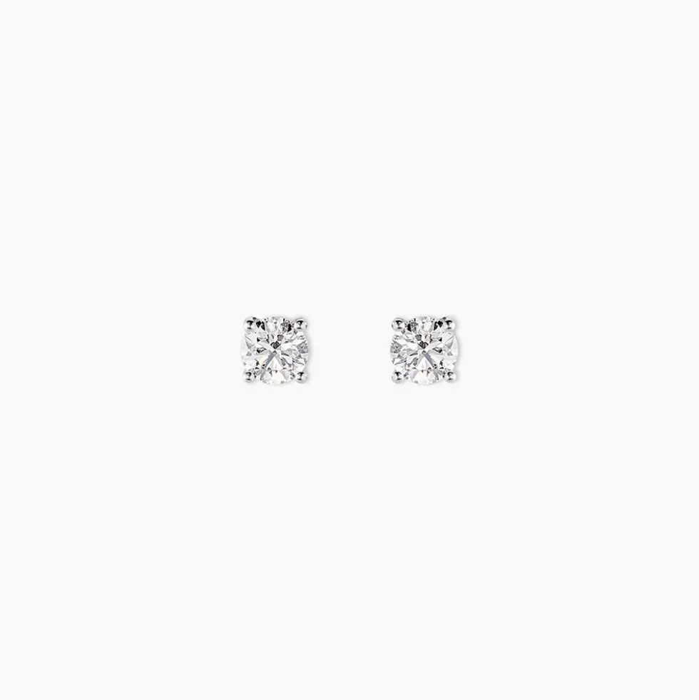 Boucles D'oreilles Puces One Or Blanc Diamants