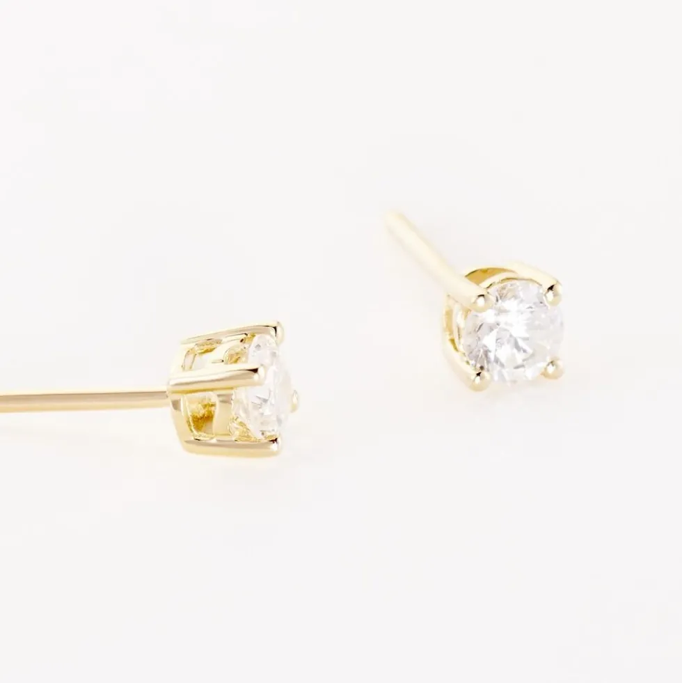 Boucles D'oreilles Puces Or Jaune Victoria Diamants