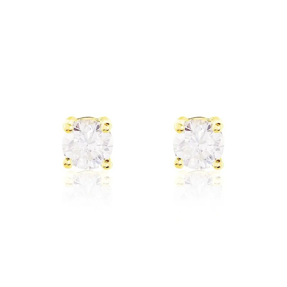 Boucles D'oreilles Puces Or Jaune Victoria Diamants