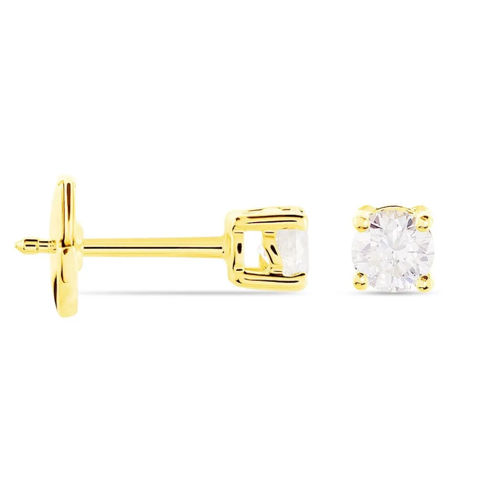 Boucles D'oreilles Puces Or Jaune Victoria Diamants
