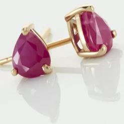 Boucles D'oreilles Puces Or Jaune Pluie D'Eclat Rubis