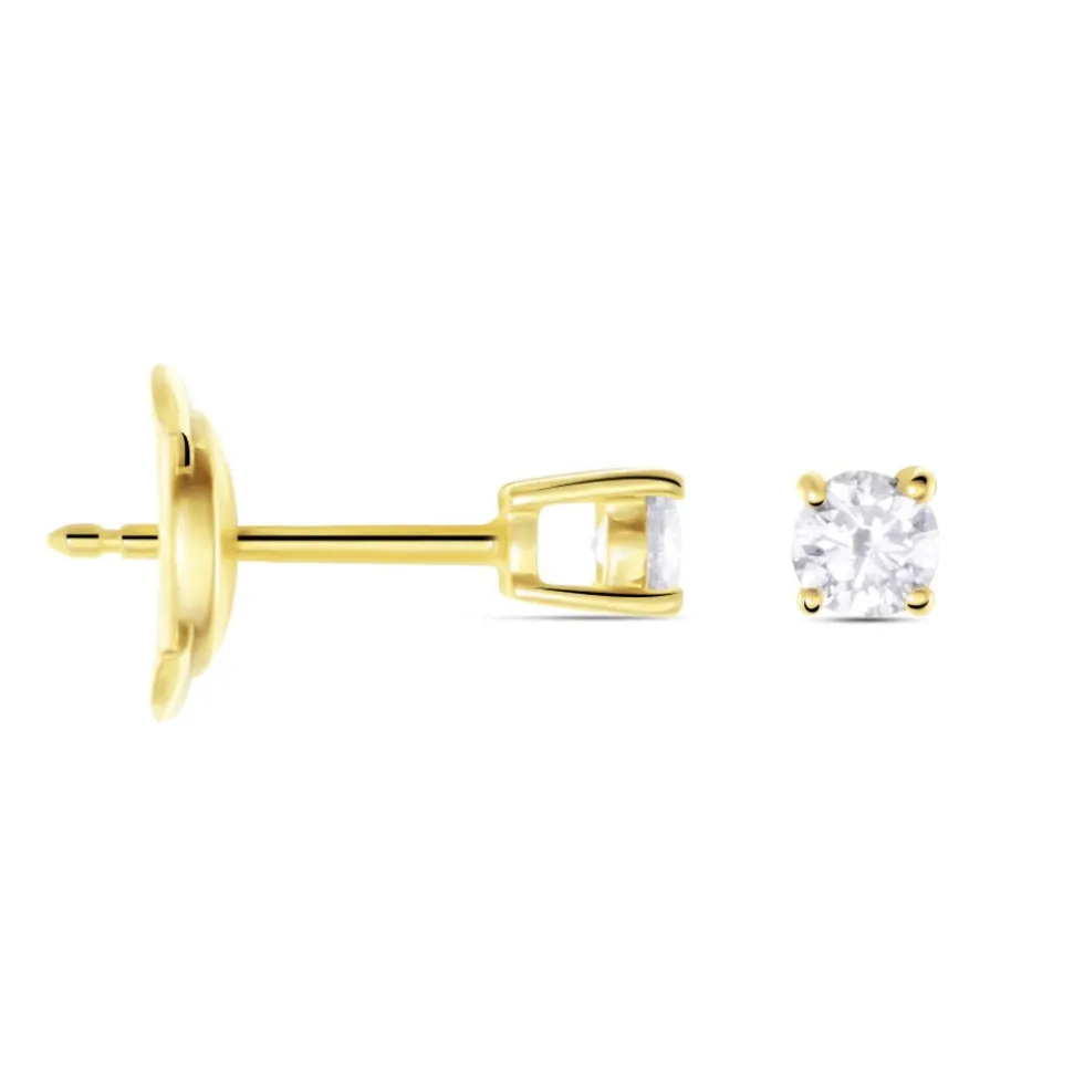 Boucles D'oreilles Puces Or Jaune Victoria Diamants