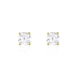 Boucles D'oreilles Puces Or Jaune Victoria Diamants