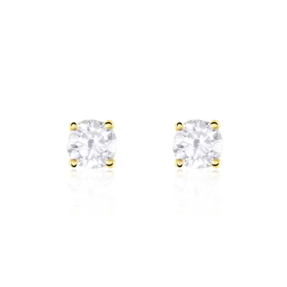 Boucles D'oreilles Puces Or Jaune Victoria Diamants