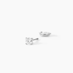 Boucles D'oreilles Puces One Or Jaune Diamants