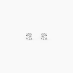 Boucles D'oreilles Puces Or Blanc Diamants Synthétique