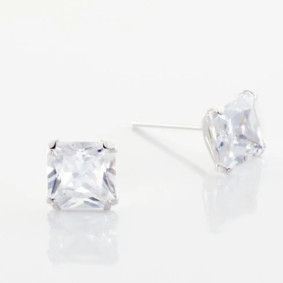 Boucles D'oreilles Puces Or Blanc Doreen Oxydes De Zirconium