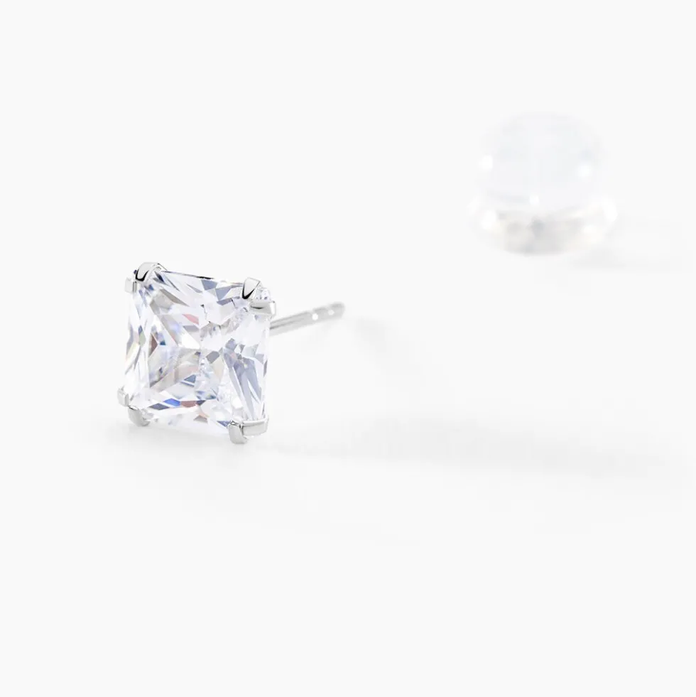 Boucles D'oreilles Puces Or Blanc Doreen Oxydes De Zirconium