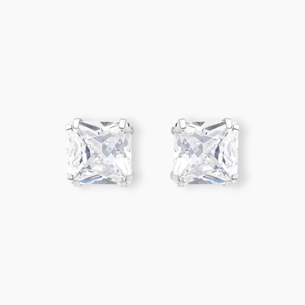 Boucles D'oreilles Puces Or Blanc Doreen Oxydes De Zirconium