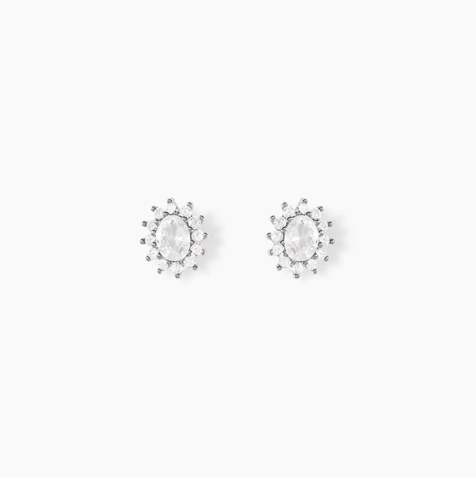 Boucles D'oreilles Puces Oliviane Argent Blanc Oxyde De Zirconium