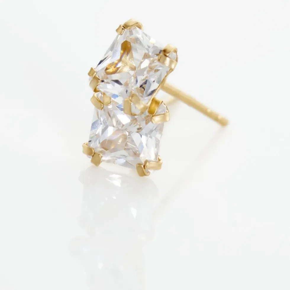 Boucles D'oreilles Puces Or Jaune Doreen Oxydes De Zirconium