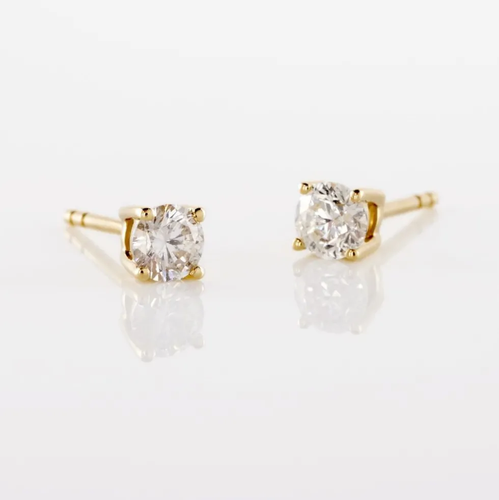 Boucles D'oreilles Puces Or Jaune Victoria Diamants