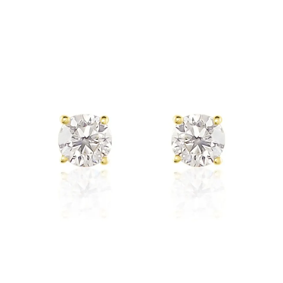 Boucles D'oreilles Puces Or Jaune Victoria Diamants
