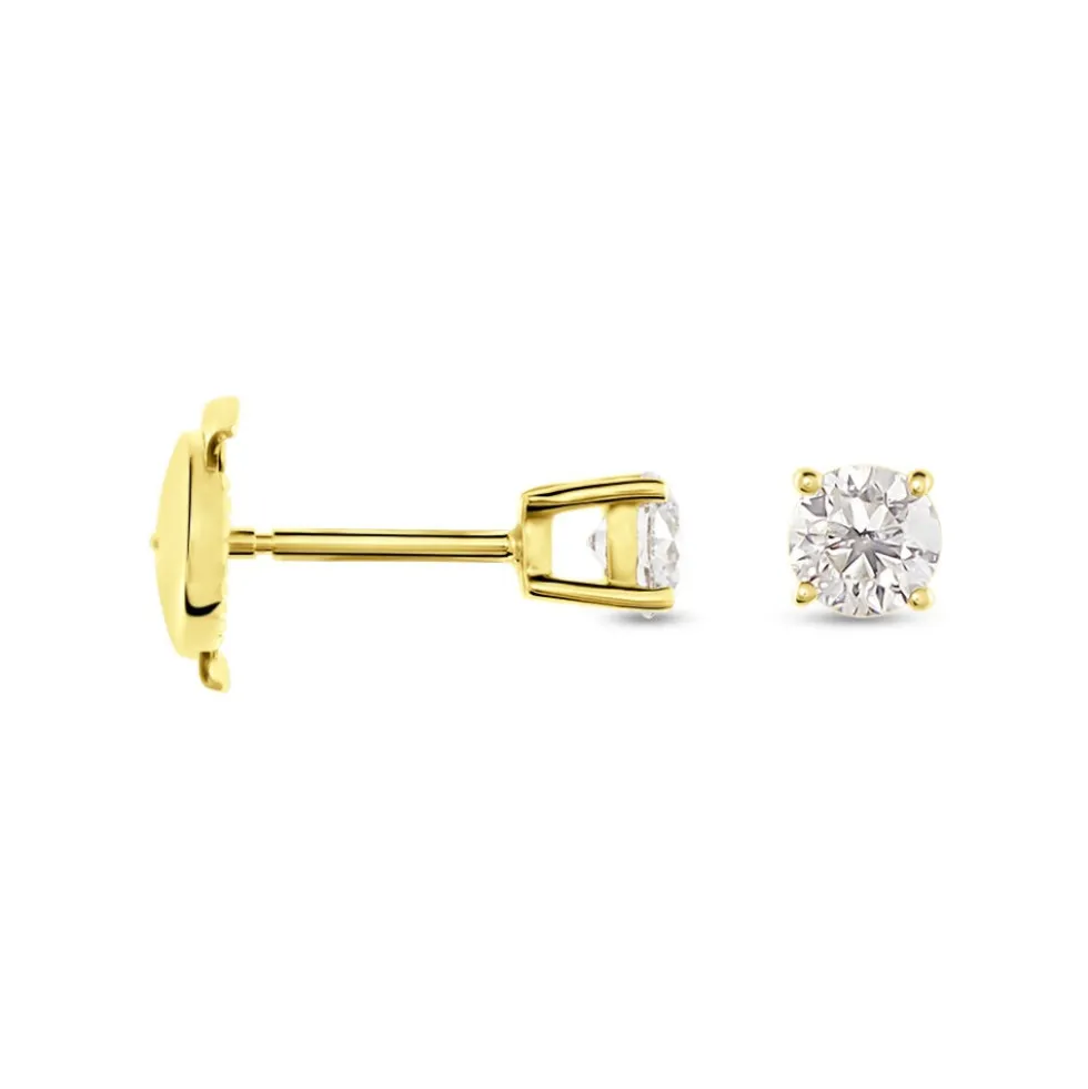 Boucles D'oreilles Puces Or Jaune Victoria Diamants