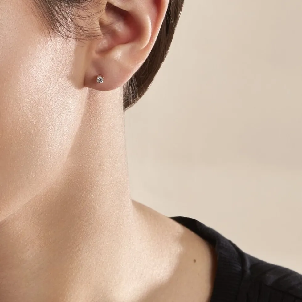 Boucles D'oreilles Puces Or Jaune Victoria Diamants