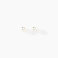 Boucles D'oreilles Puces One Or Jaune Diamants