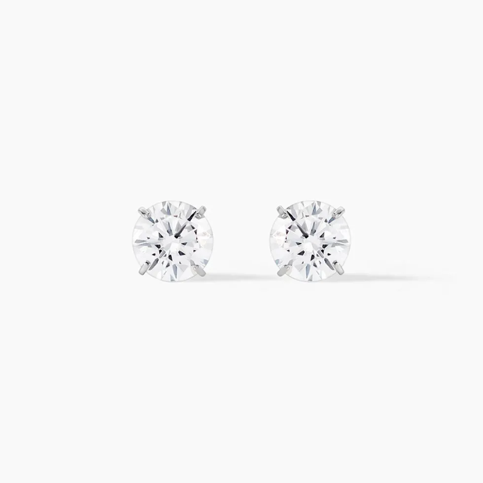 Boucles D'oreilles Puces Or Blanc Katherina Oxyde De Zirconium