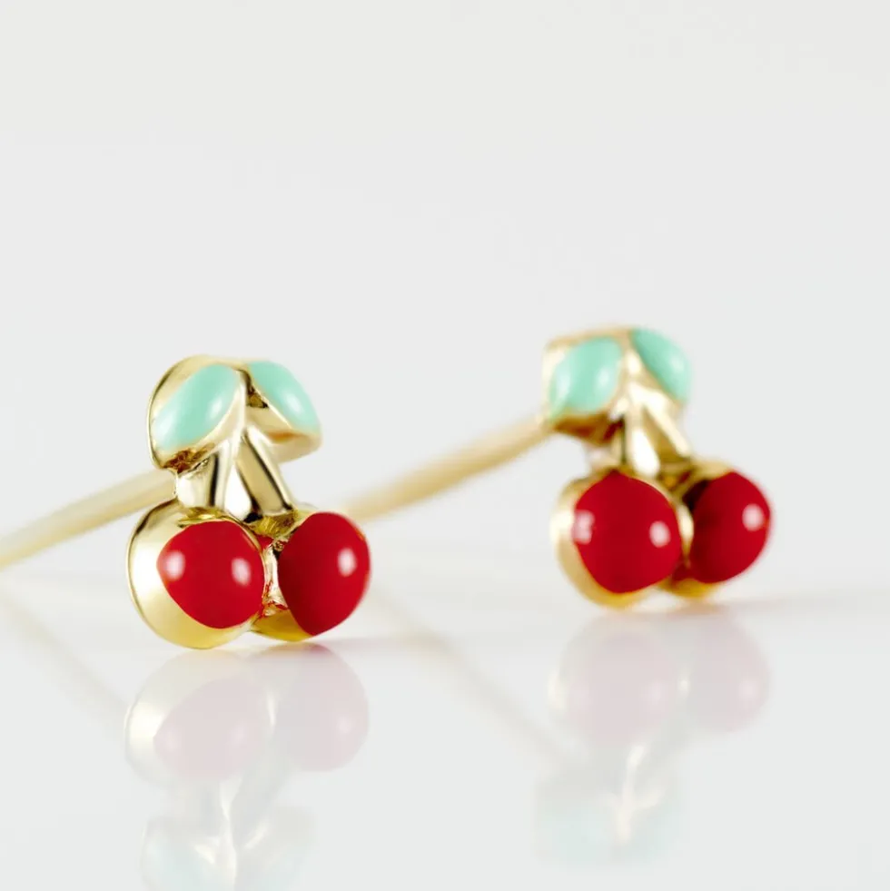 Boucles D'oreilles Puces Or Jaune Helicie Email