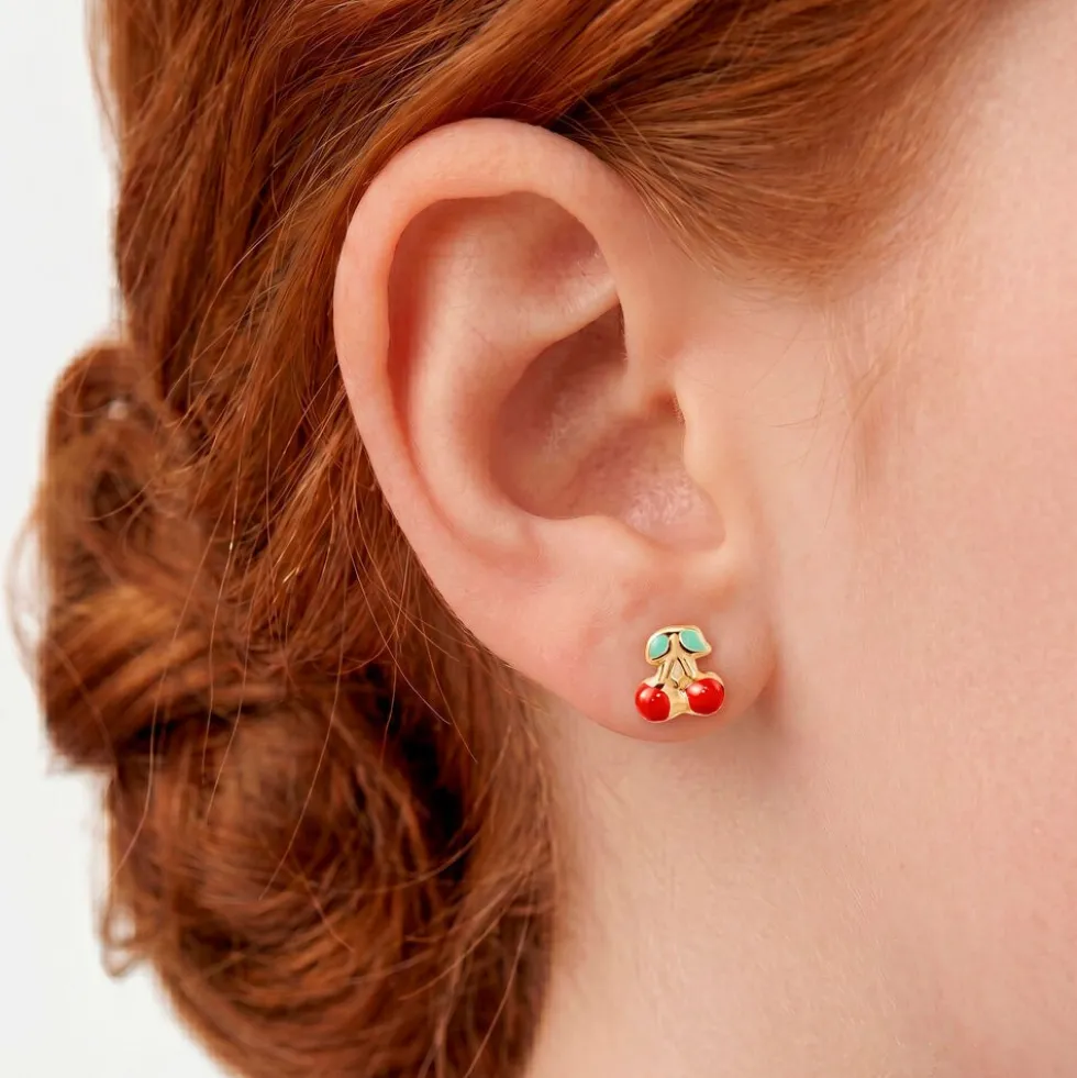 Boucles D'oreilles Puces Or Jaune Helicie Email