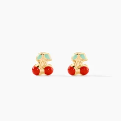 Boucles D'oreilles Puces Or Jaune Helicie Email
