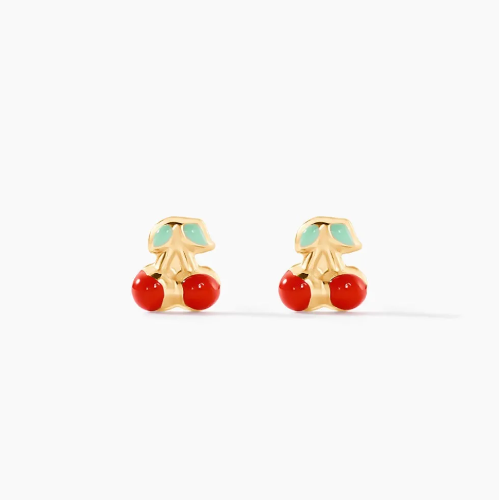 Boucles D'oreilles Puces Or Jaune Helicie Email