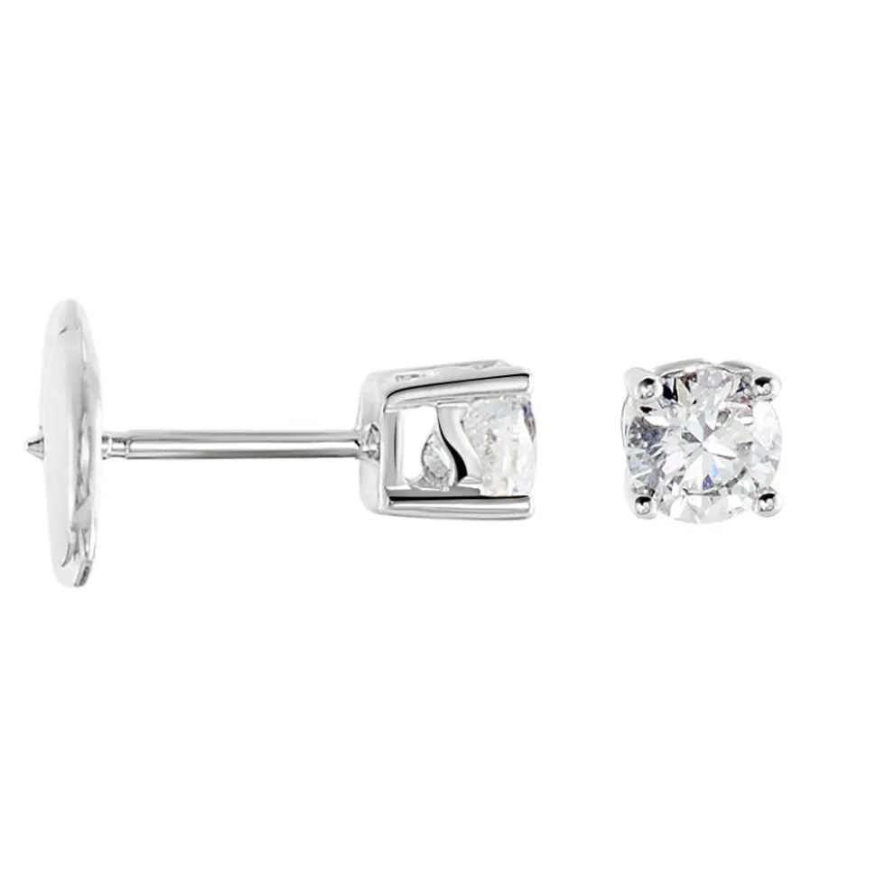 Boucles D'oreilles Puces Or Blanc Victoria Diamants