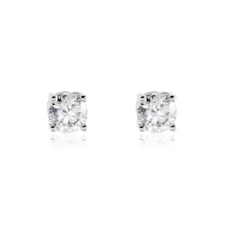 Boucles D'oreilles Puces Or Blanc Victoria Diamants