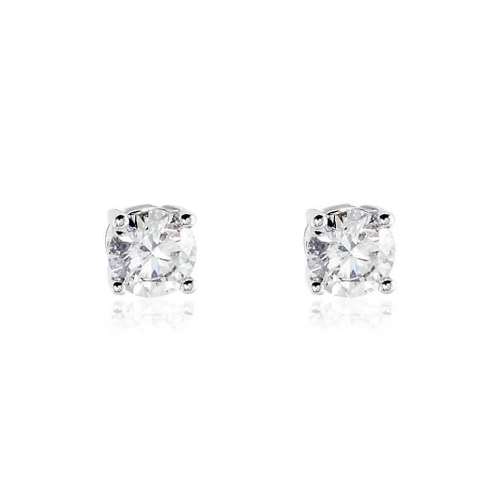 Boucles D'oreilles Puces Or Blanc Victoria Diamants