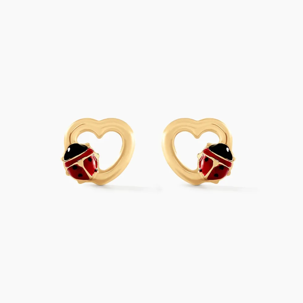 Boucles D'oreilles Puces Or Jaune Syringa Smalto