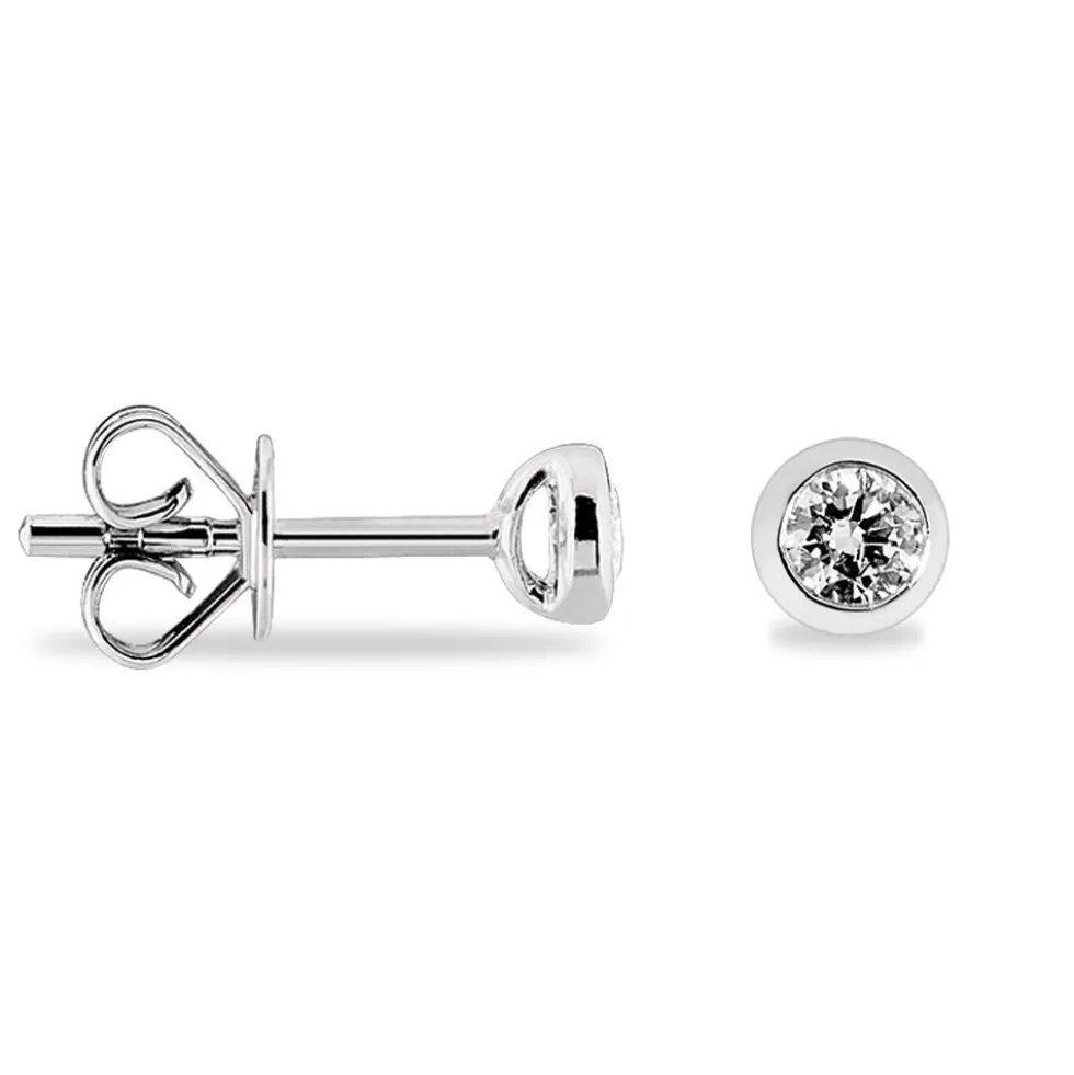 Boucles D'oreilles Puces Ofelia Or Blanc Diamant