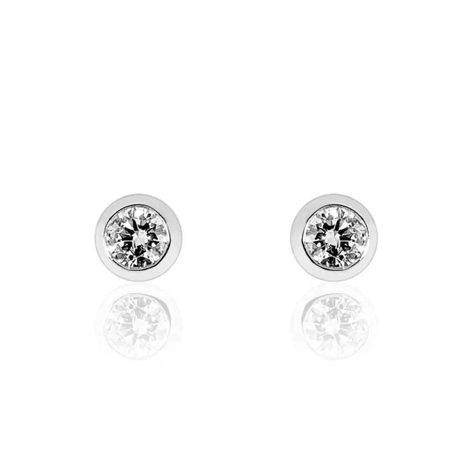 Boucles D'oreilles Puces Ofelia Or Blanc Diamant