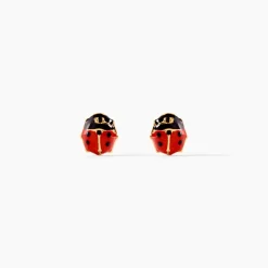 Boucles D'oreilles Puces Or Jaune Helidie Email