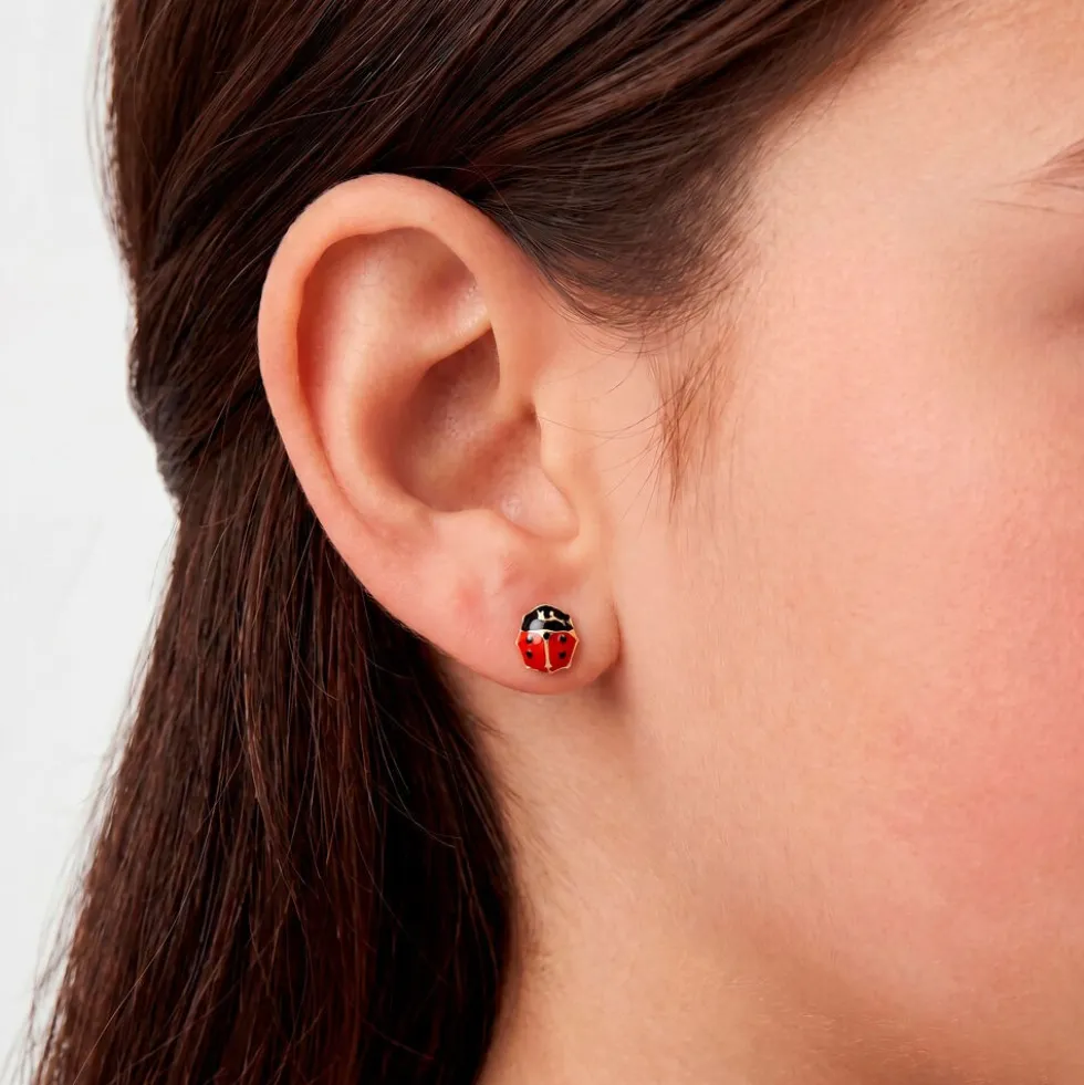 Boucles D'oreilles Puces Or Jaune Helidie Email