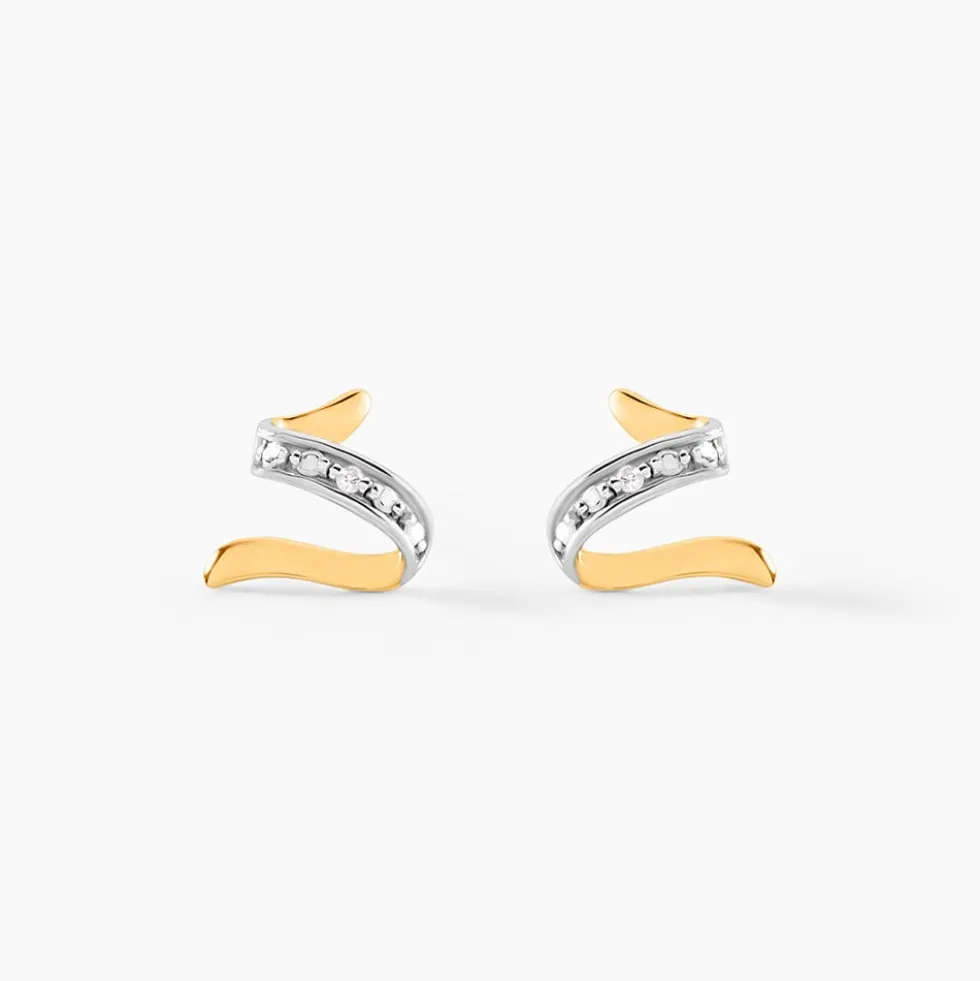 Boucles D'oreilles Puces Ouassima Or Jaune Diamant