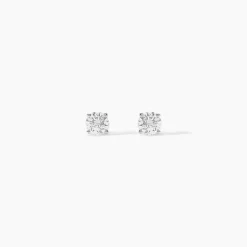 Boucles D'oreilles Puces One Or Jaune Diamants