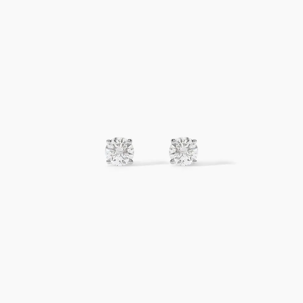 Boucles D'oreilles Puces One Or Jaune Diamants