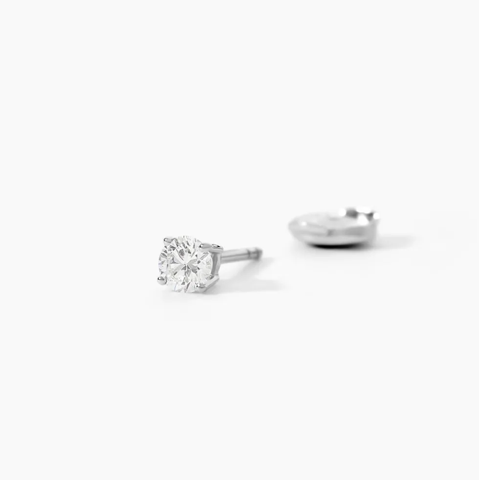 Boucles D'oreilles Puces One Or Jaune Diamants