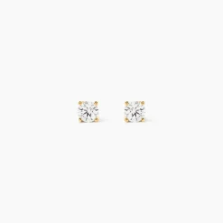 Boucles D'oreilles Puces One Or Jaune Diamants