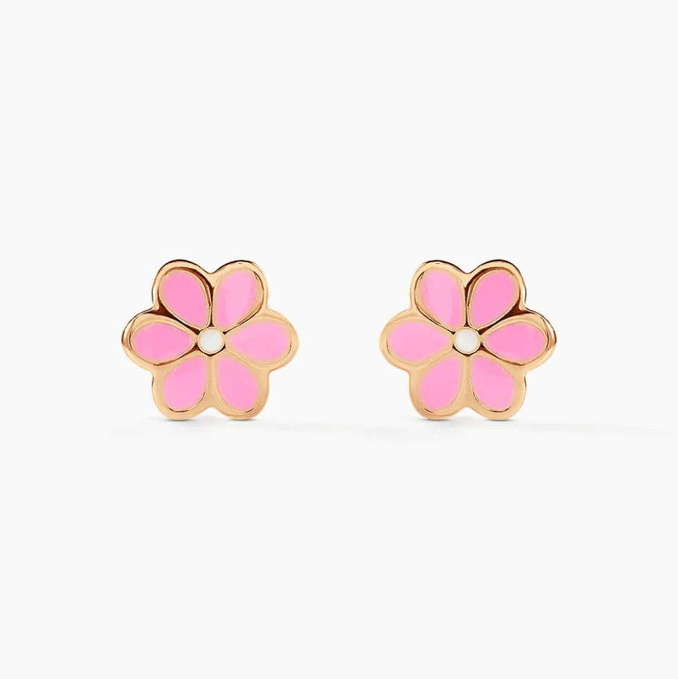 Boucles D'oreilles Puces Or Jaune Talia Email